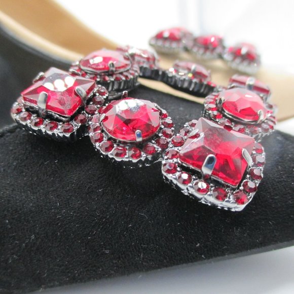 White House Black Market Glass Ruby Crystal Shoe Clips 1 Set NWT Luxury - Picture 7 of 9